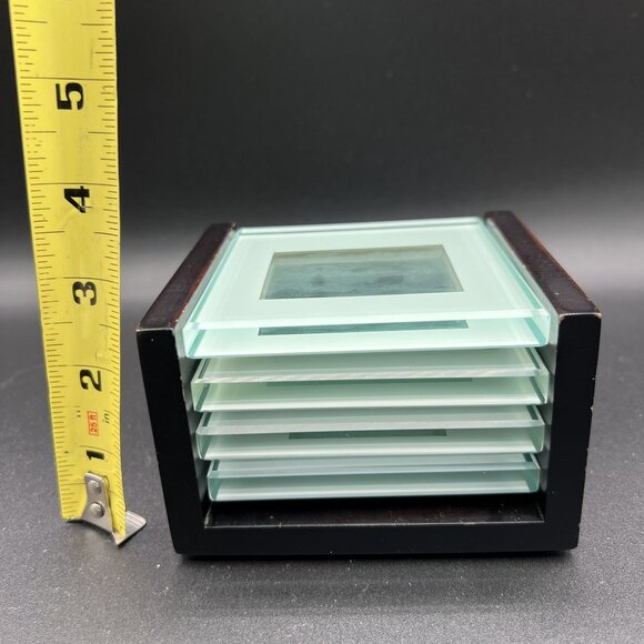 Crate & Barrel Swing Glass Photo Coaster Set & Holder Fur Family Picture Frames - Picture 9 of 11